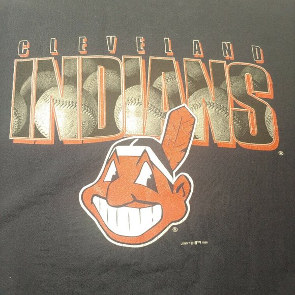 Vintage Cleveland Indians Baseball Logo 7 Men XL Sweatshirt Navy MLB Crew Retro - Picture 6 of 7